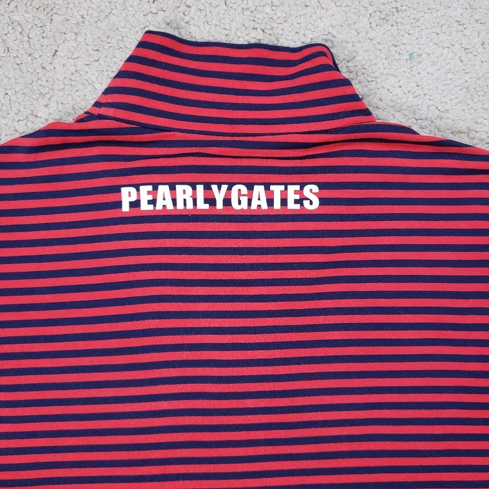 Pearly Gates Shirt Men 6 2XL Red Navy Stripe Mock Rugby Anime Stretch Cutsew - Picture 6 of 14